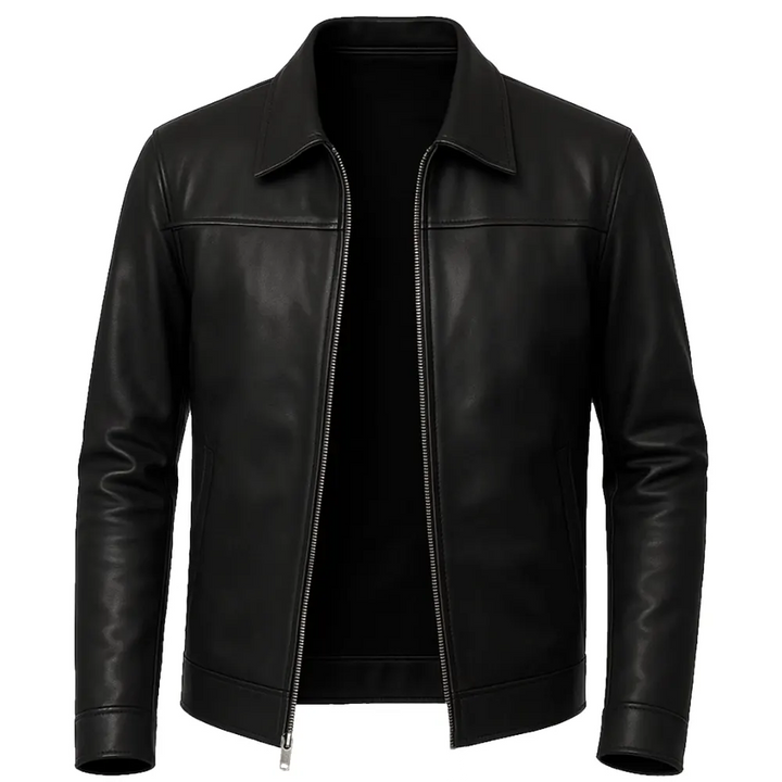 Mark Men's Black Harrington Lambskin Leather Jacket