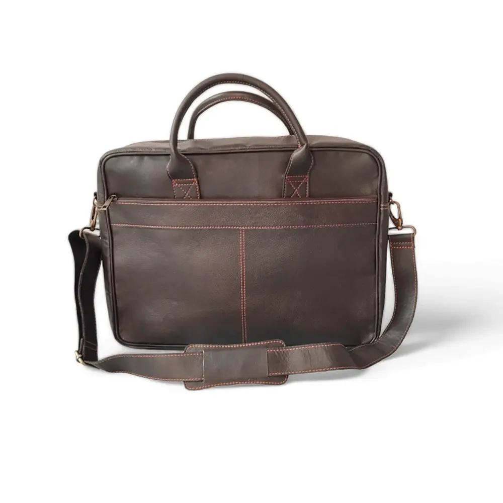 Coffee Brown Goat Leather Laptop Bag messenger
