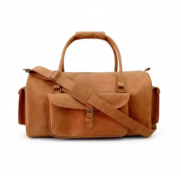 Shangrila Tan Leather Duffel Bag – Premium Men’s Travel & Gym Holdall