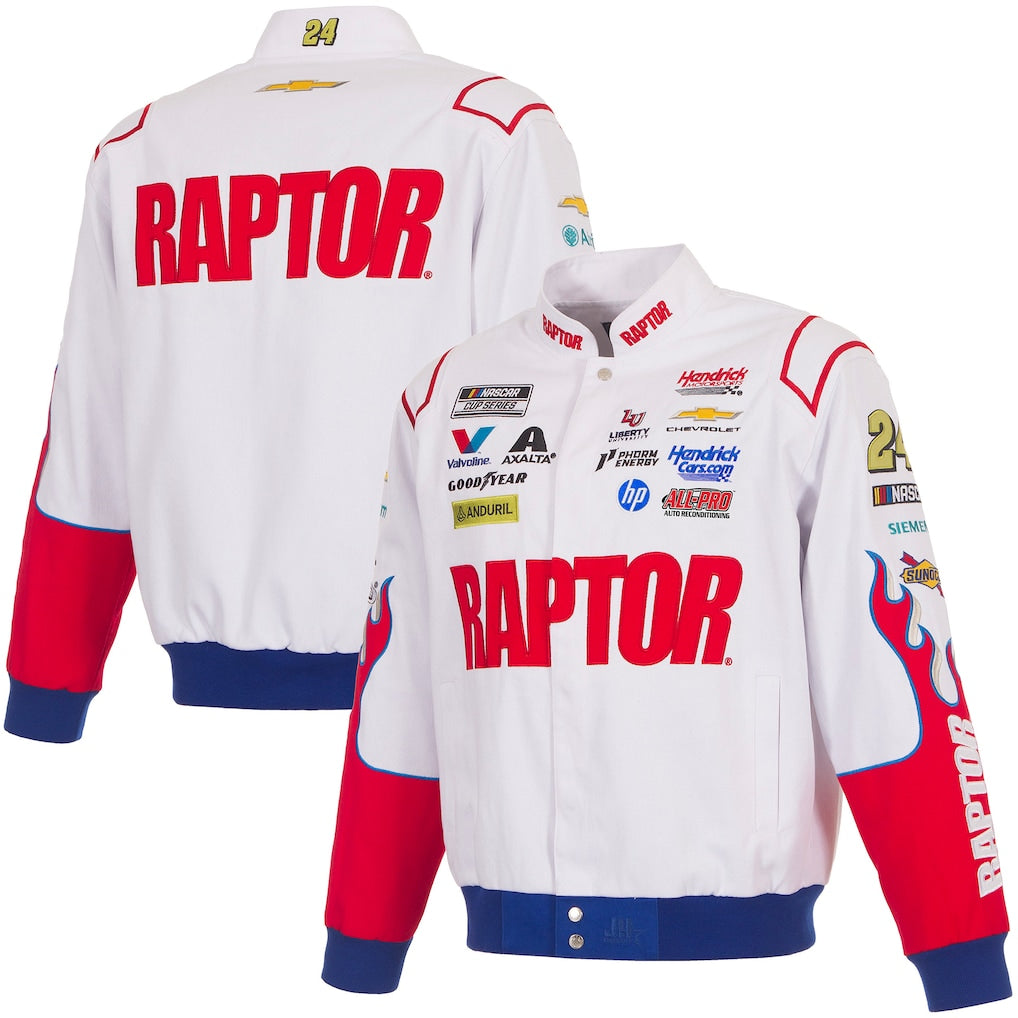 Men's William Byron White 2026 Raptor Full-Snap Twill Racing Jacket