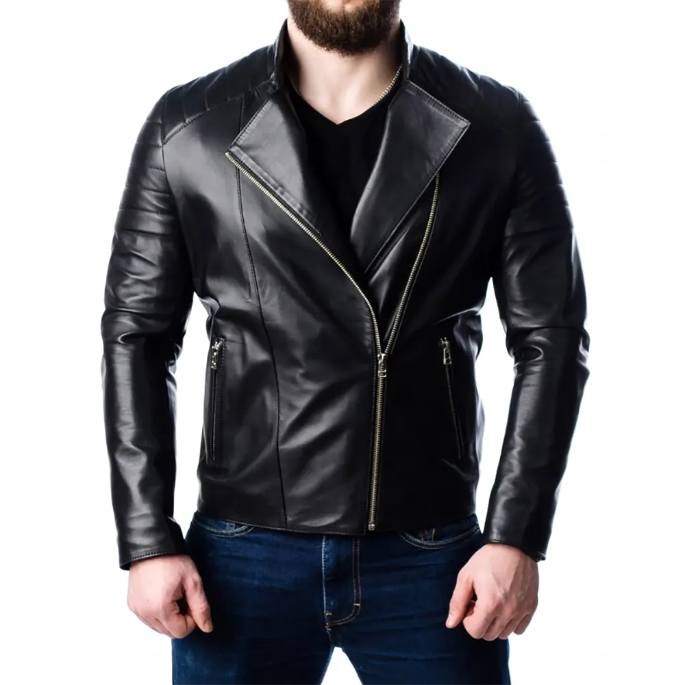 Men’s Quilted Motorcycle Leather Jacket