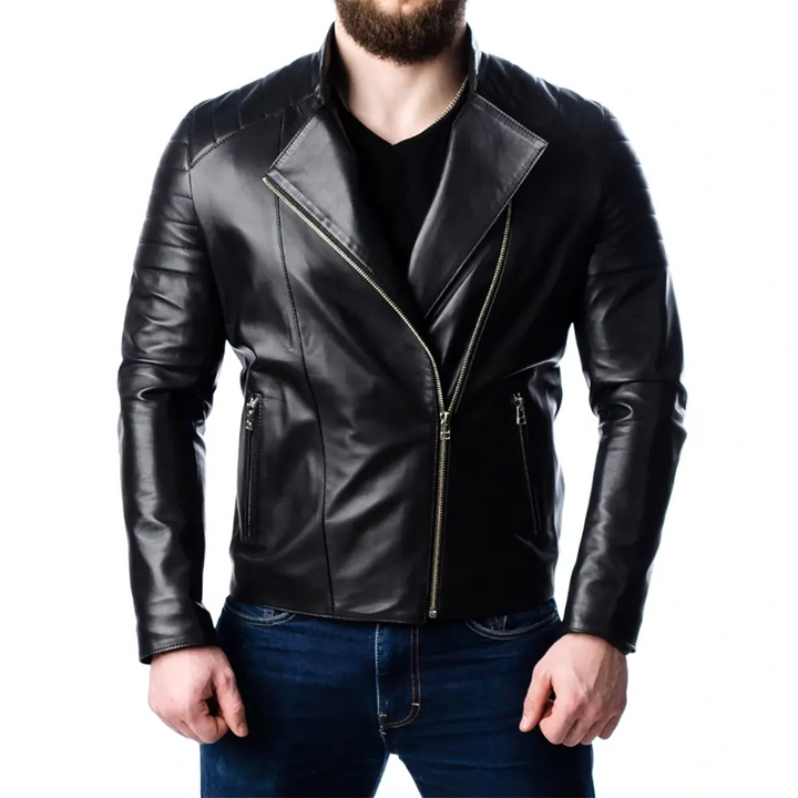 Men’s Quilted Motorcycle Leather Jacket