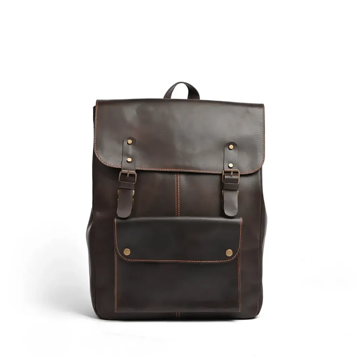 Leather Laptop Backpack Dark Brown Travel Backpack for Men & Women  Full-Grain Cowhide