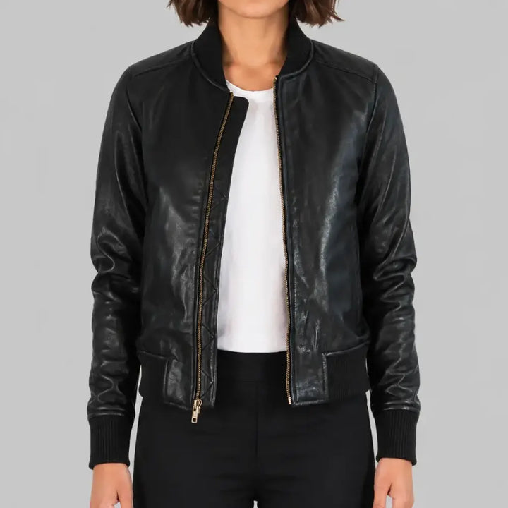 Women’s Classic Bomber Leather Jacket