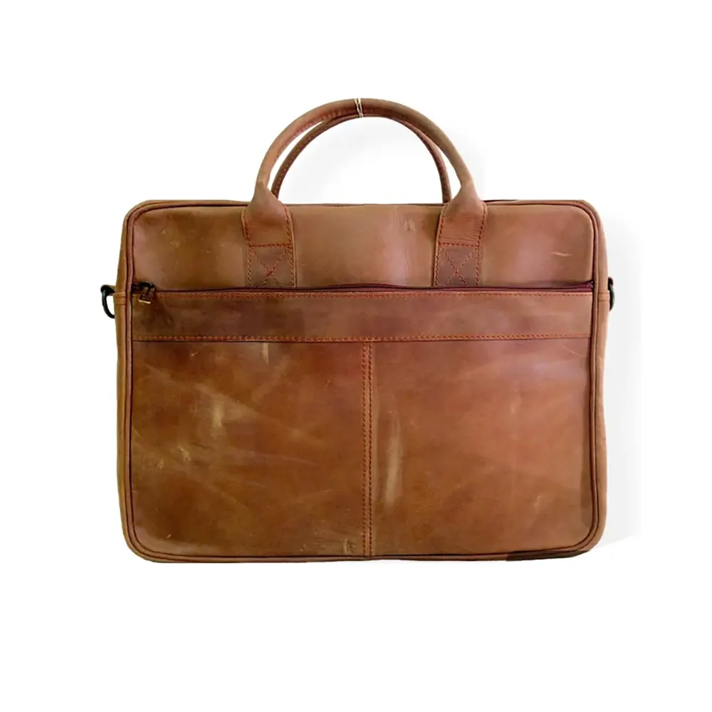 Tan Leather Laptop Bag for Men Handmade Messenger Bag