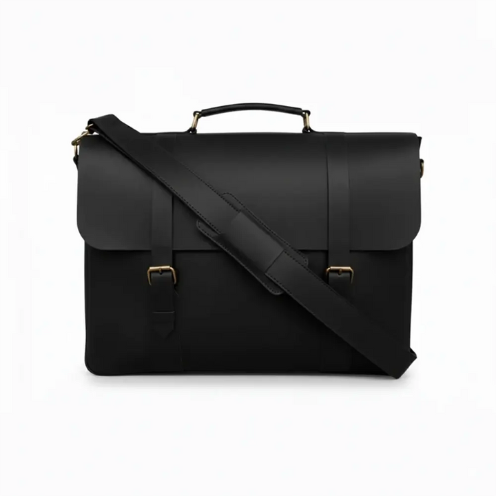 Black Leather Laptop Messenger Bag