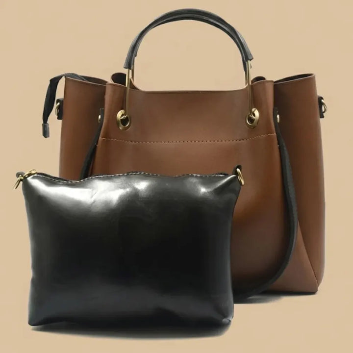 Quaint Top Handle Tote Bag - Brown