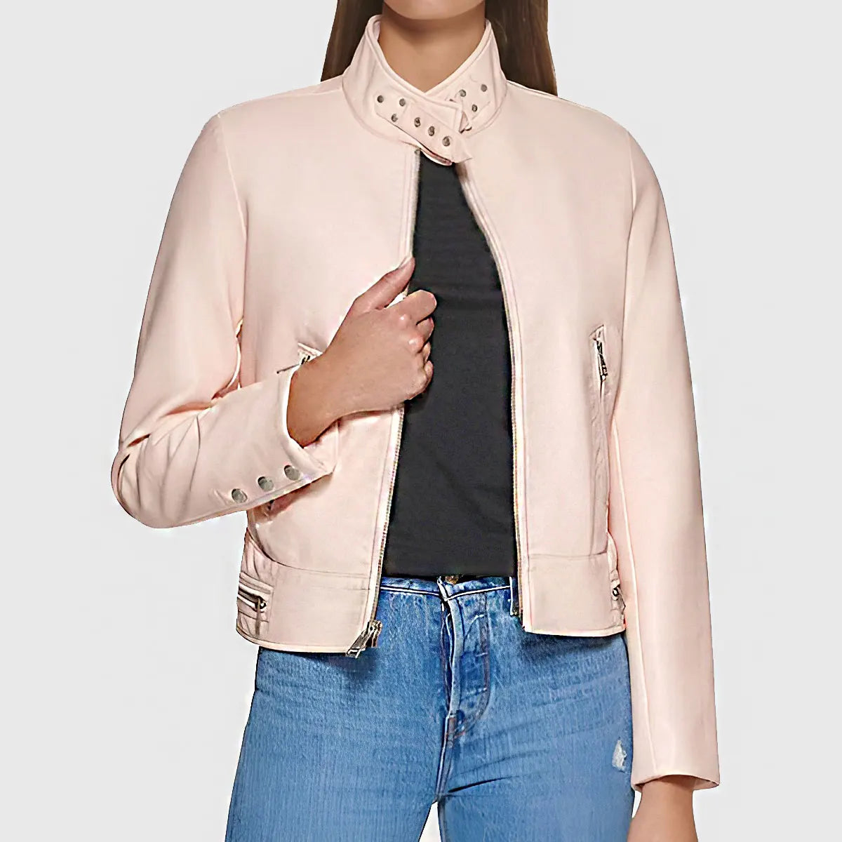 Women’s Slim-Fit Motorcycle Leather Jacket