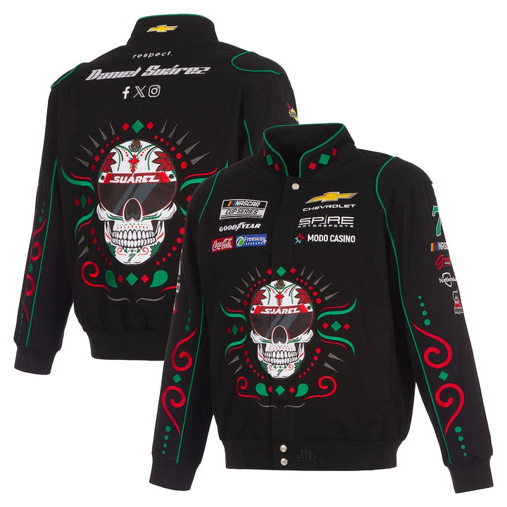 Men's Black Rolling Stones x NASCAR Full-Snap Twill Racing Jacket