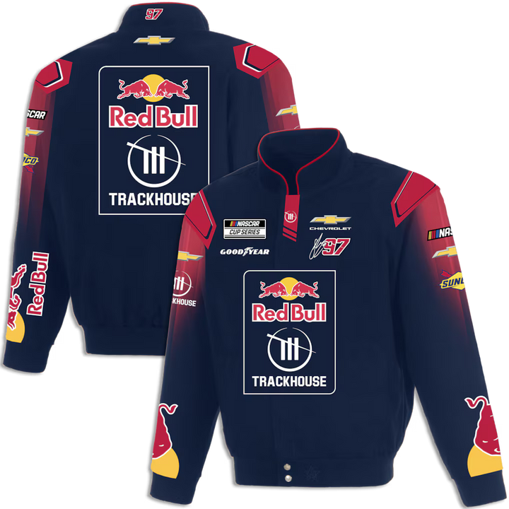Men's Shane van Gisbergen Navy 2026 Trackhouse Red Bull Full-Snap Twill Racing Jacket