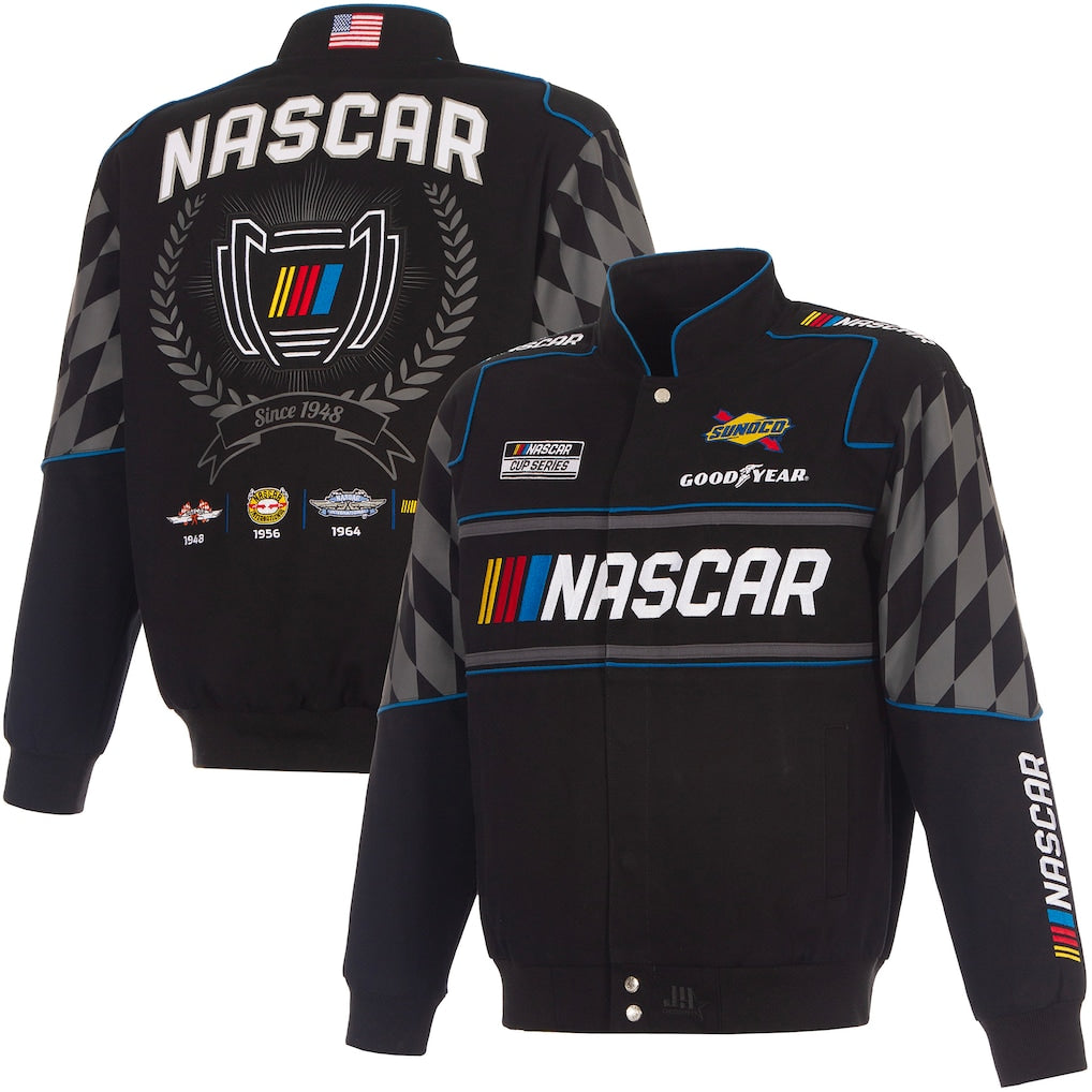 Men's NASCAR Design Black 2026 Full-Snap Twill Racing Jacket