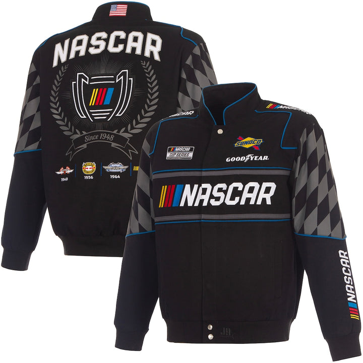 Men's NASCAR Design Black 2026 Full-Snap Twill Racing Jacket