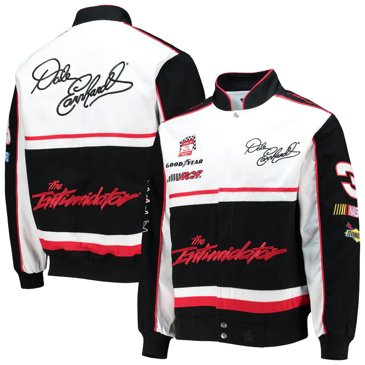 Men's Dale Earnhardt Black/White Twill Uniform Full-Snap Jacket