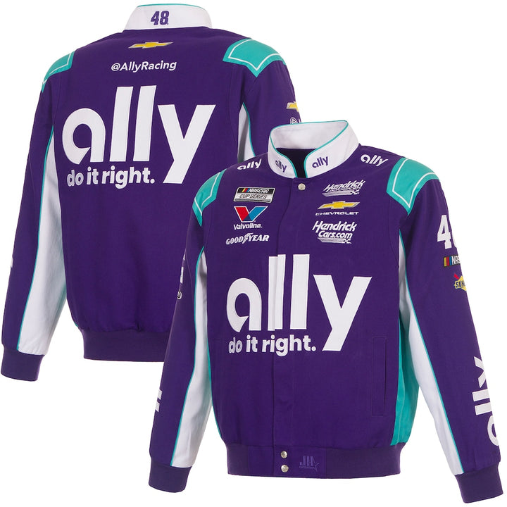 Men's Alex Bowman Purple 2026 Ally Full-Snap Twill Racing Jacket