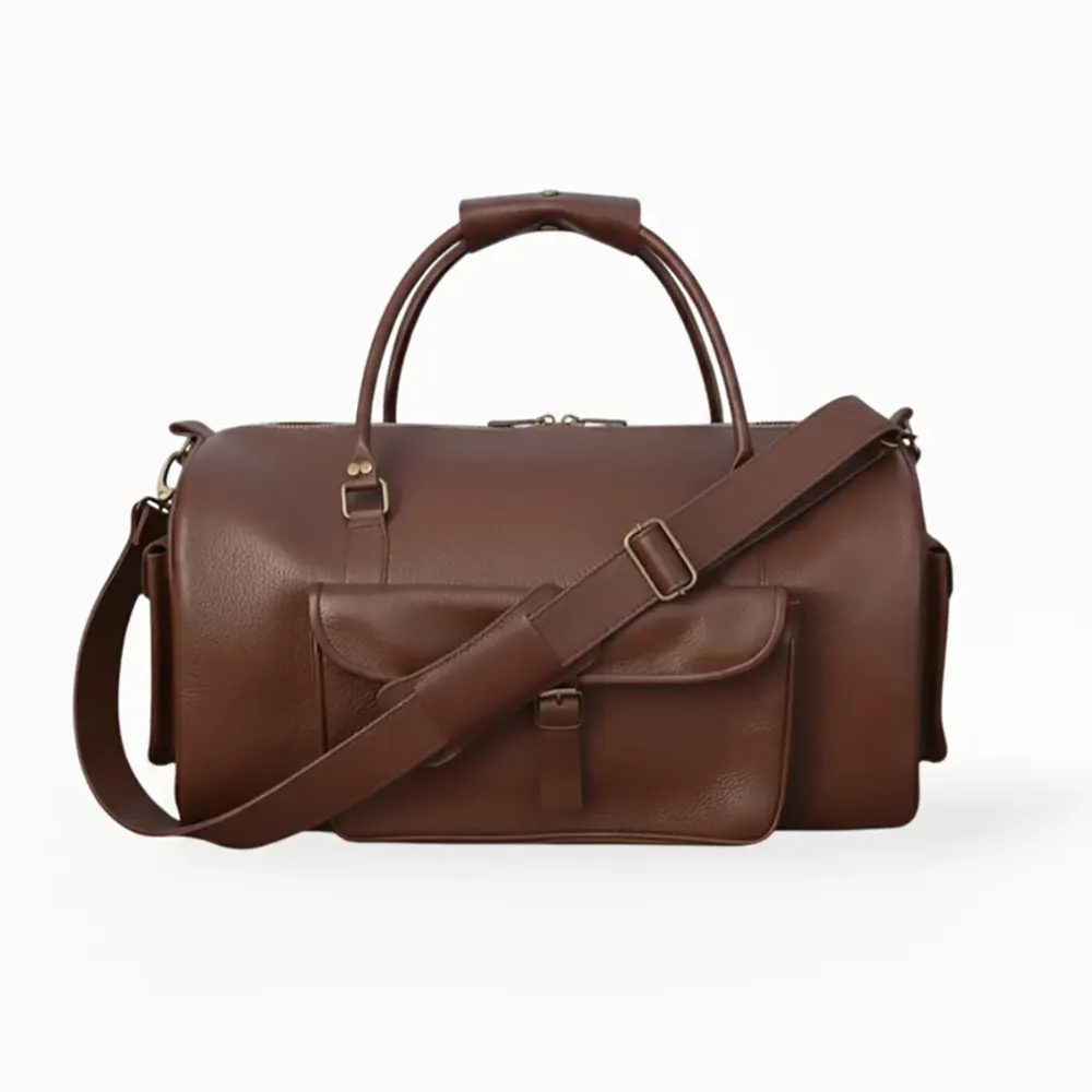 Leather Duffel Weekender Travel Bag