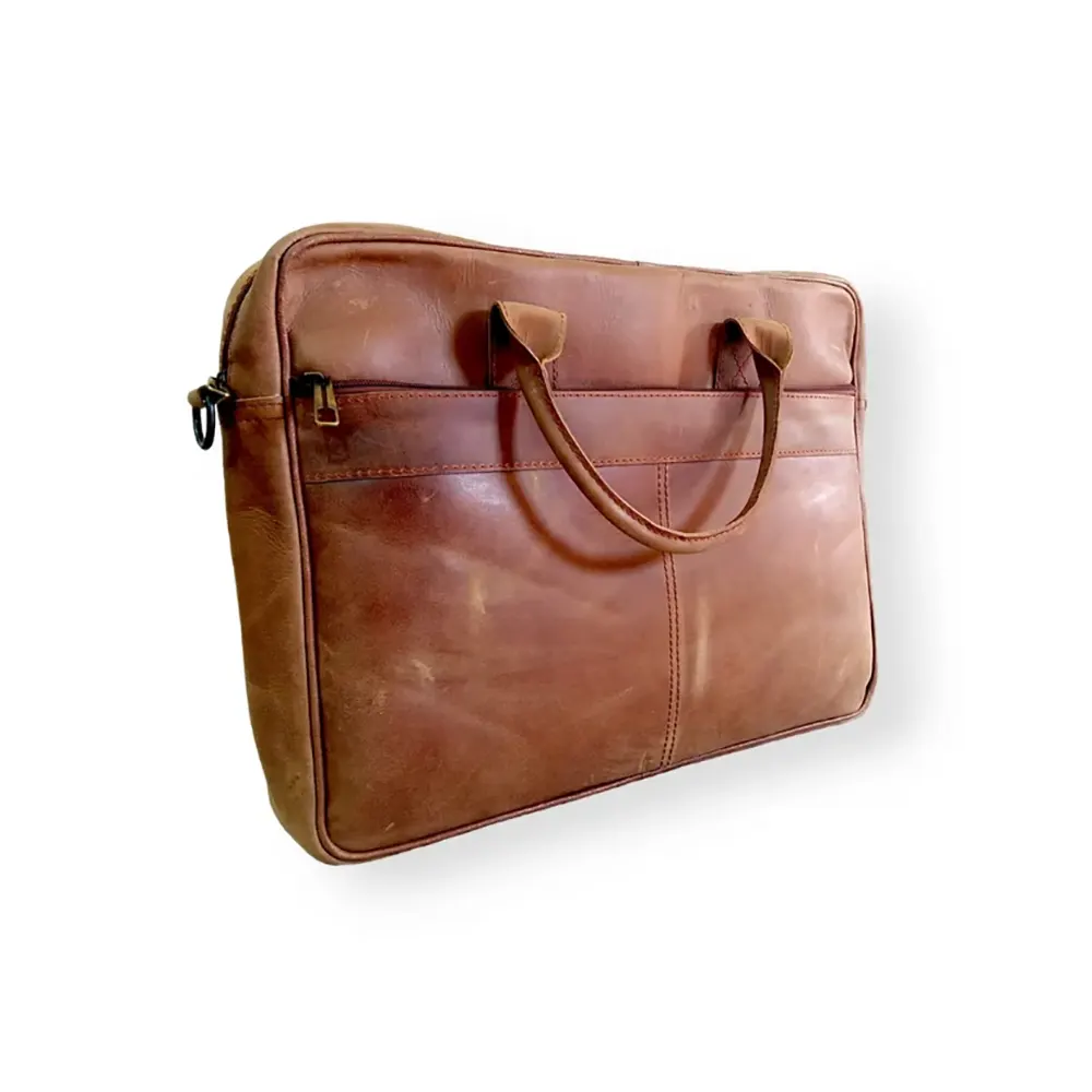 Tan Leather Laptop Bag for Men Handmade Messenger Bag