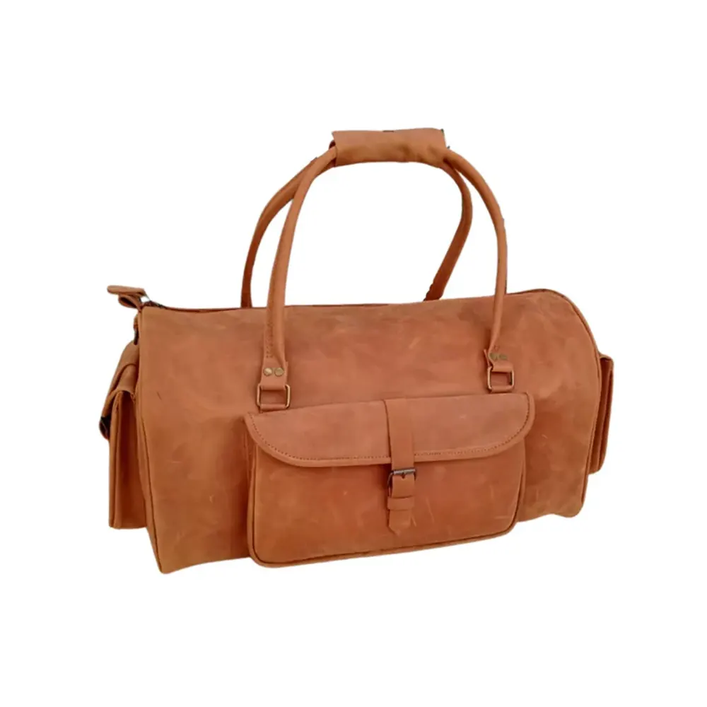 Shangrila Tan Leather Duffel Bag – Premium Men’s Travel & Gym Holdall