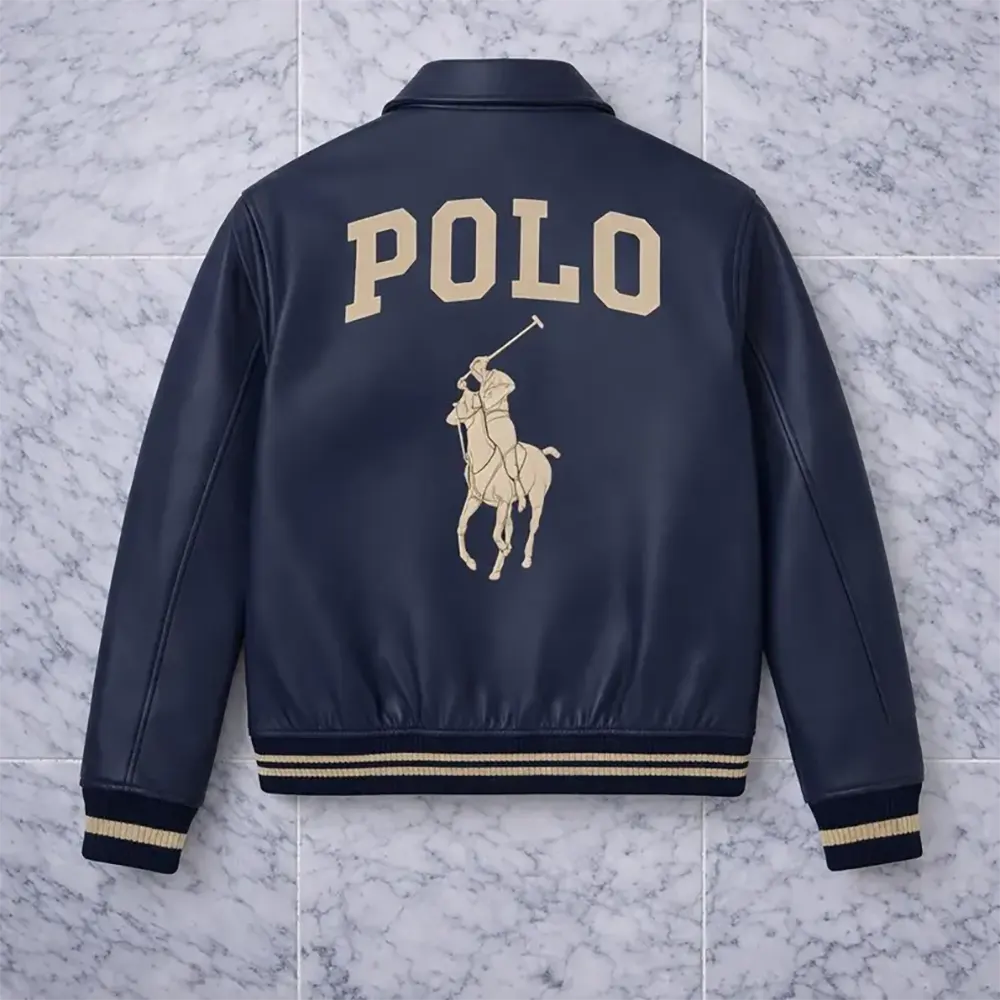 Polo Ralph Lauren Leather Jacket Men's Genuine Sheepskin Biker Cafe Racer Coat