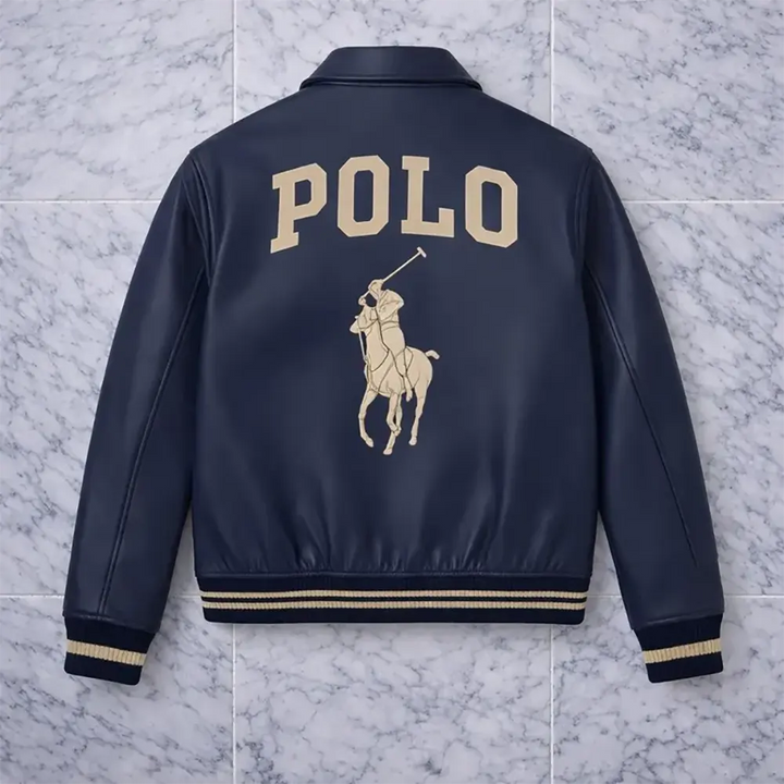 Polo Ralph Lauren Leather Jacket Men's Genuine Sheepskin Biker Cafe Racer Coat