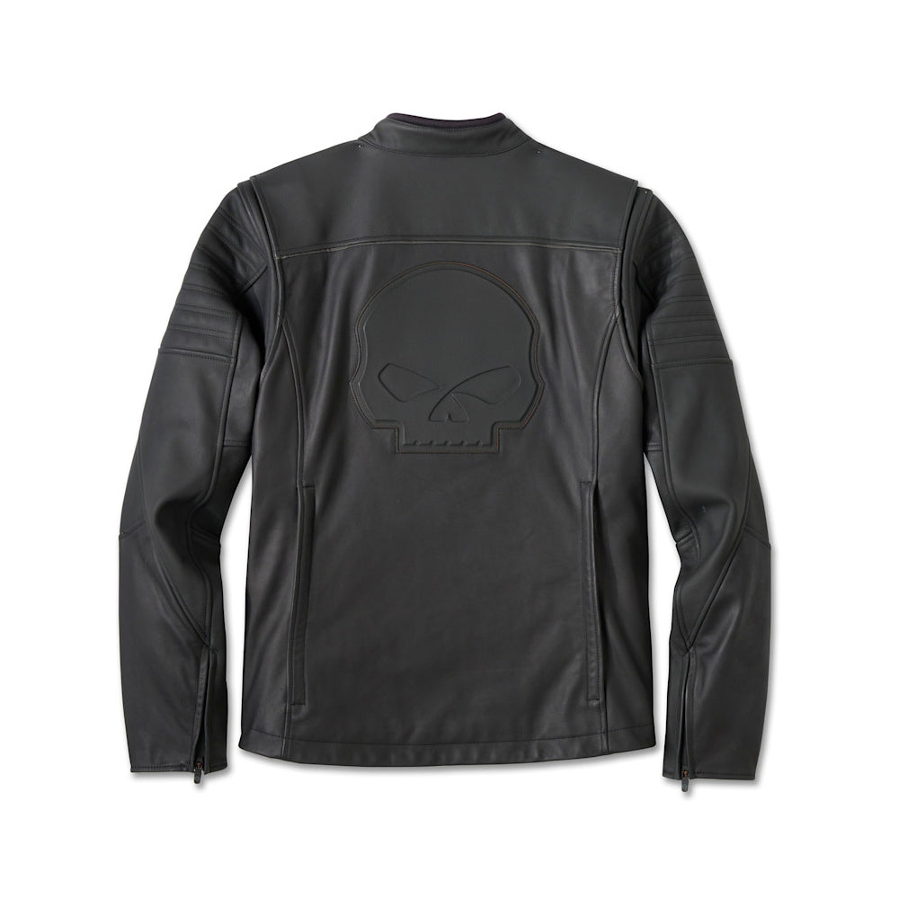 Willie G Skull Graphic Leather Riding Jacket