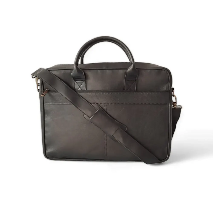 Black Leather Laptop Bag for Men Premium Messenger Work Bag