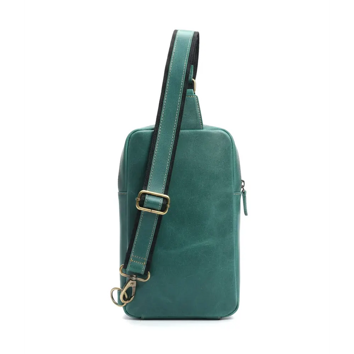 Green Leather Sling Bag – Full-Grain Cowhide Crossbody