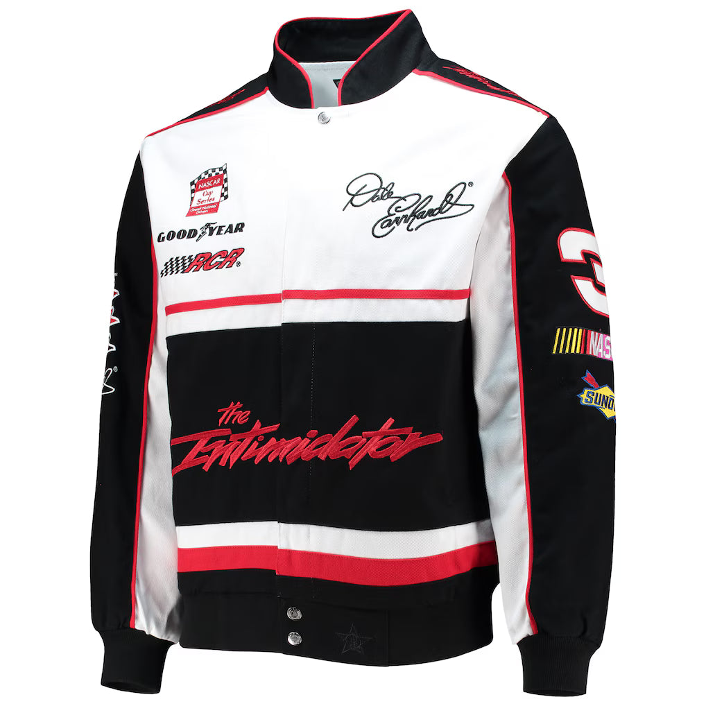 Men's Dale Earnhardt Black/White Twill Uniform Full-Snap Jacket
