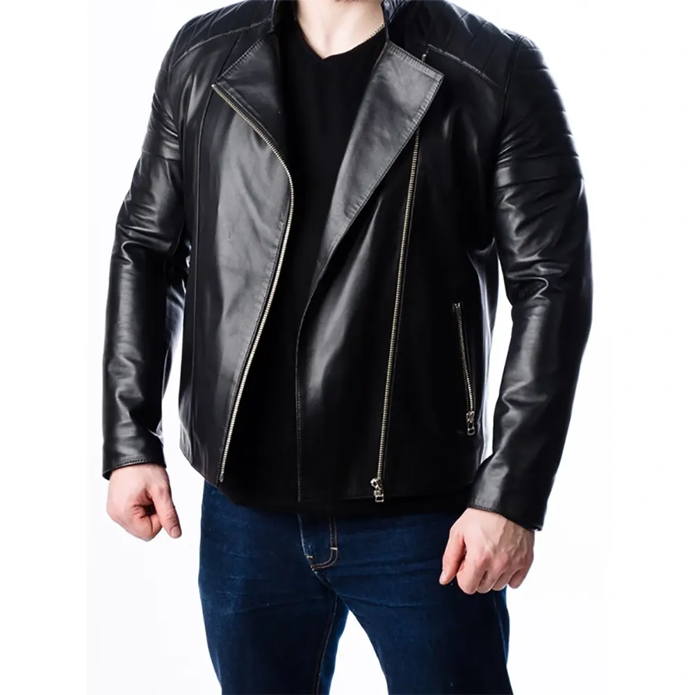 Men’s Quilted Motorcycle Leather Jacket