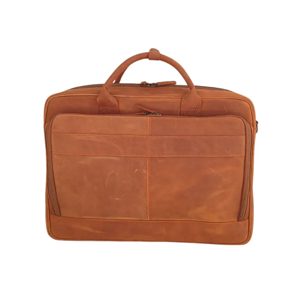Light Brown Leather Laptop Bag Mustard Cowhide