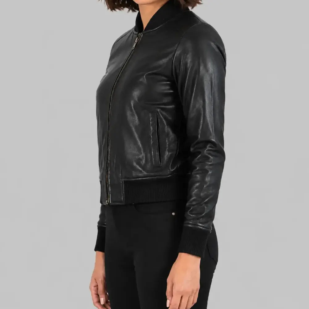 Women’s Classic Bomber Leather Jacket