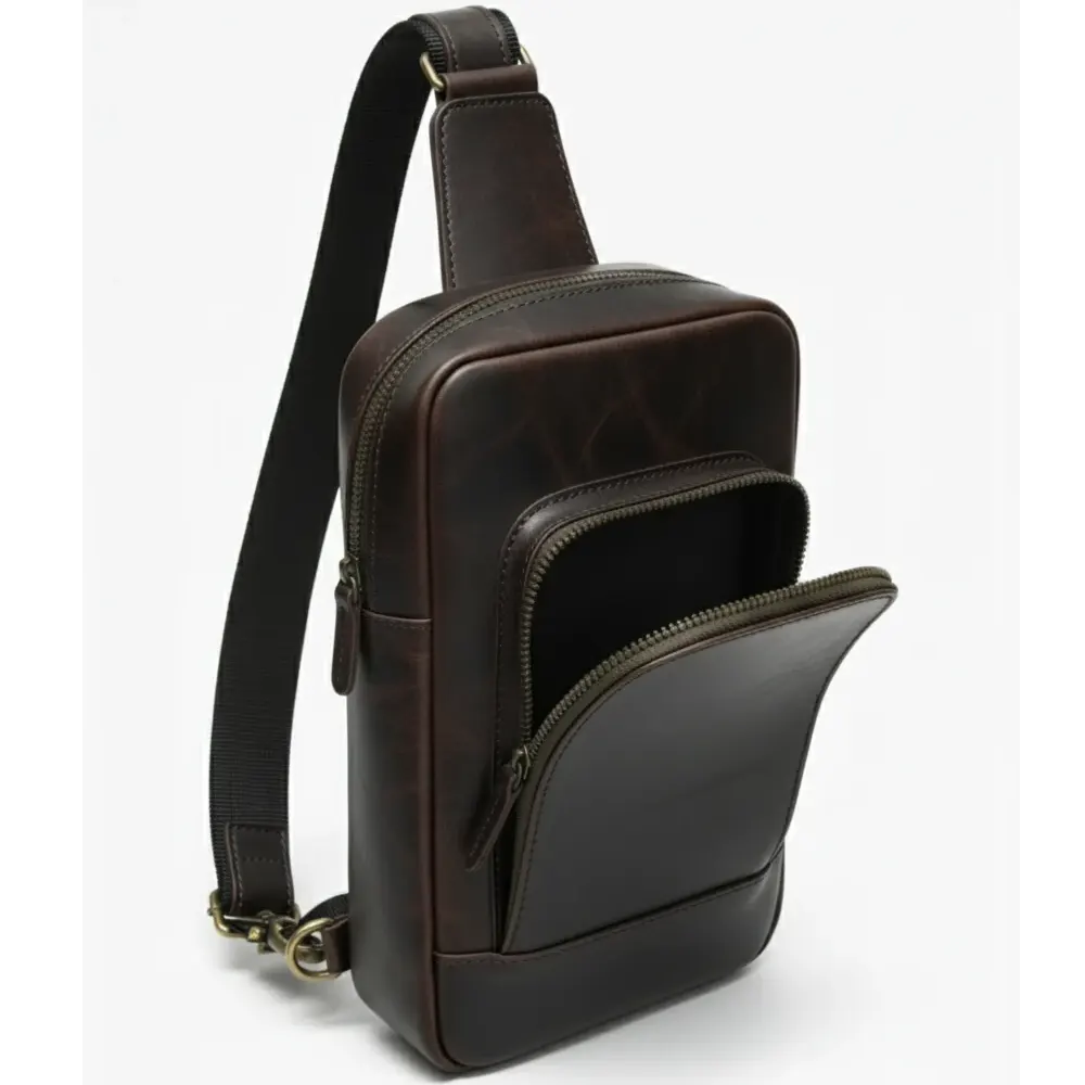 Choco Leather Sling Crossbody Bag