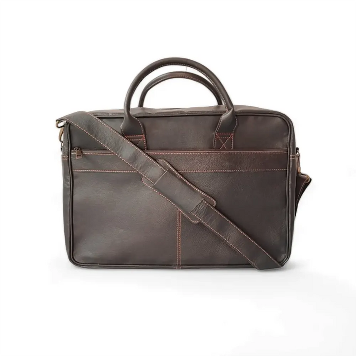 Coffee Brown Goat Leather Laptop Bag messenger