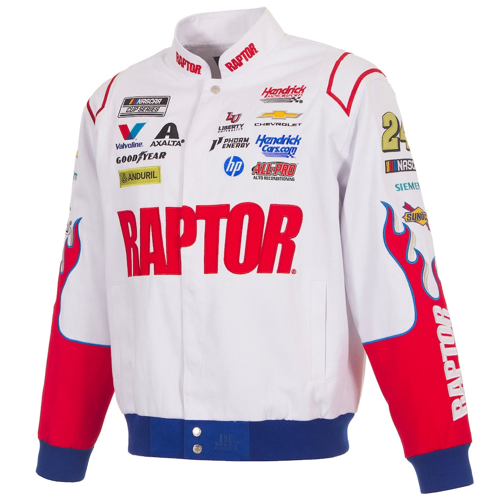 Men's William Byron White 2026 Raptor Full-Snap Twill Racing Jacket