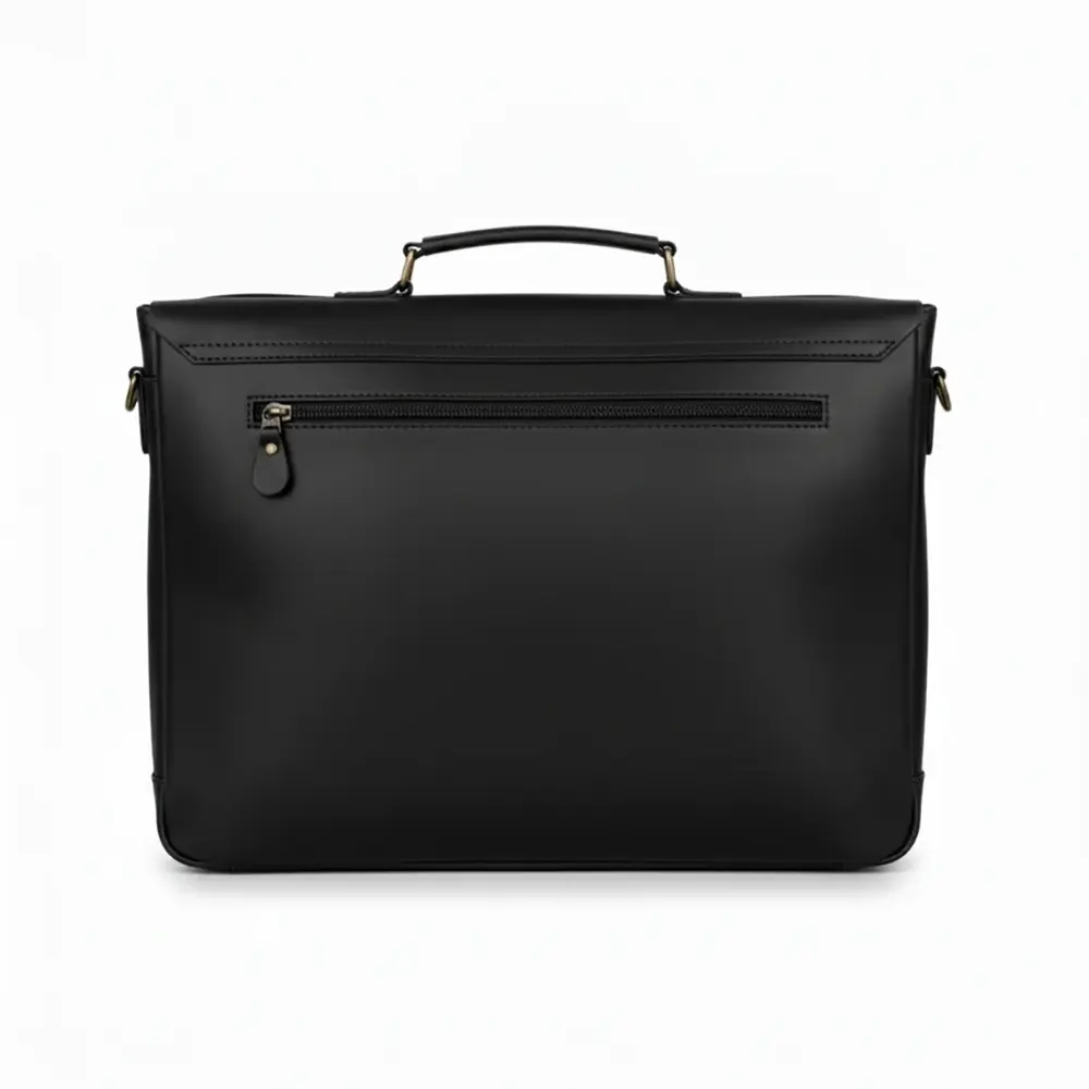 Black Leather Laptop Messenger Bag
