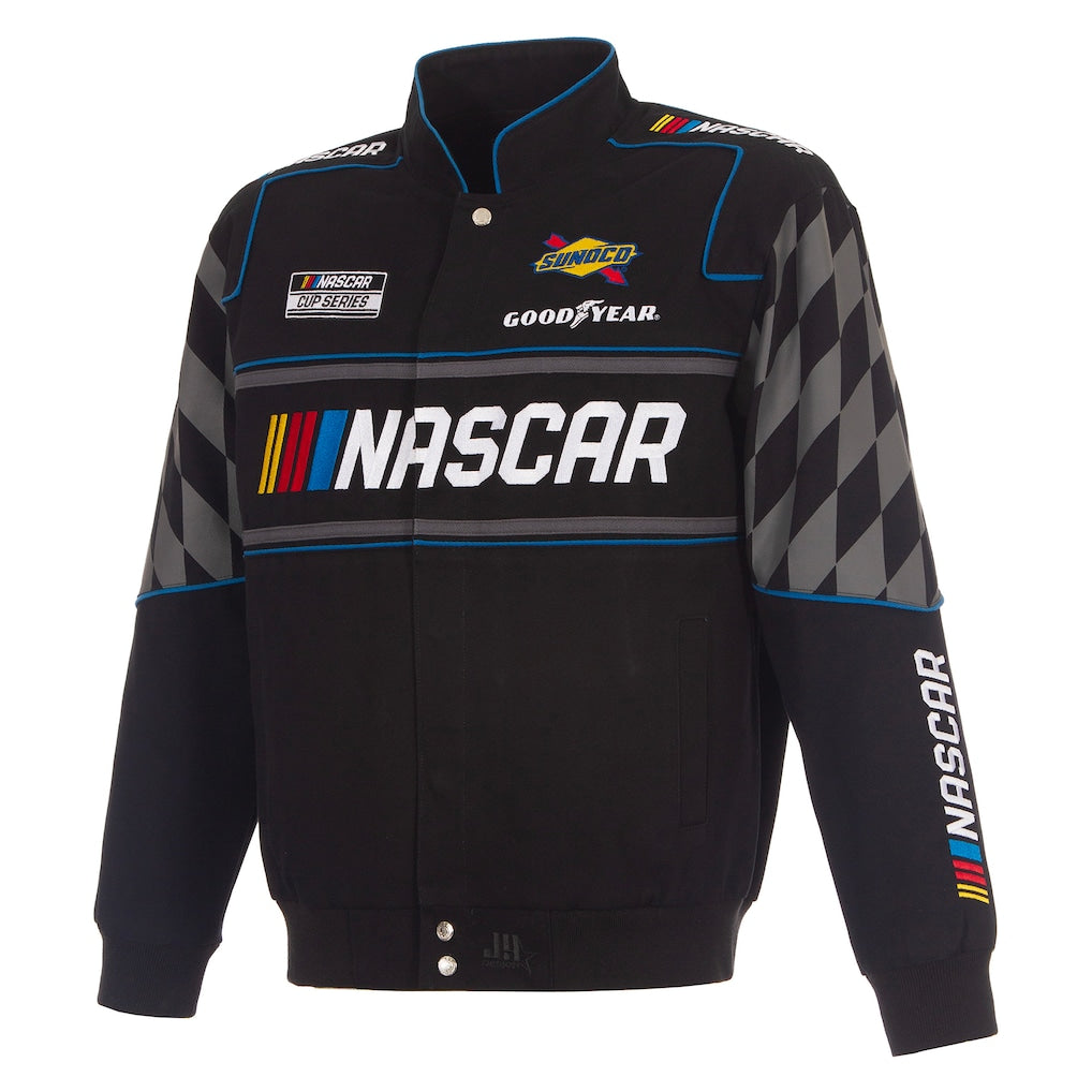 Men's NASCAR Design Black 2026 Full-Snap Twill Racing Jacket