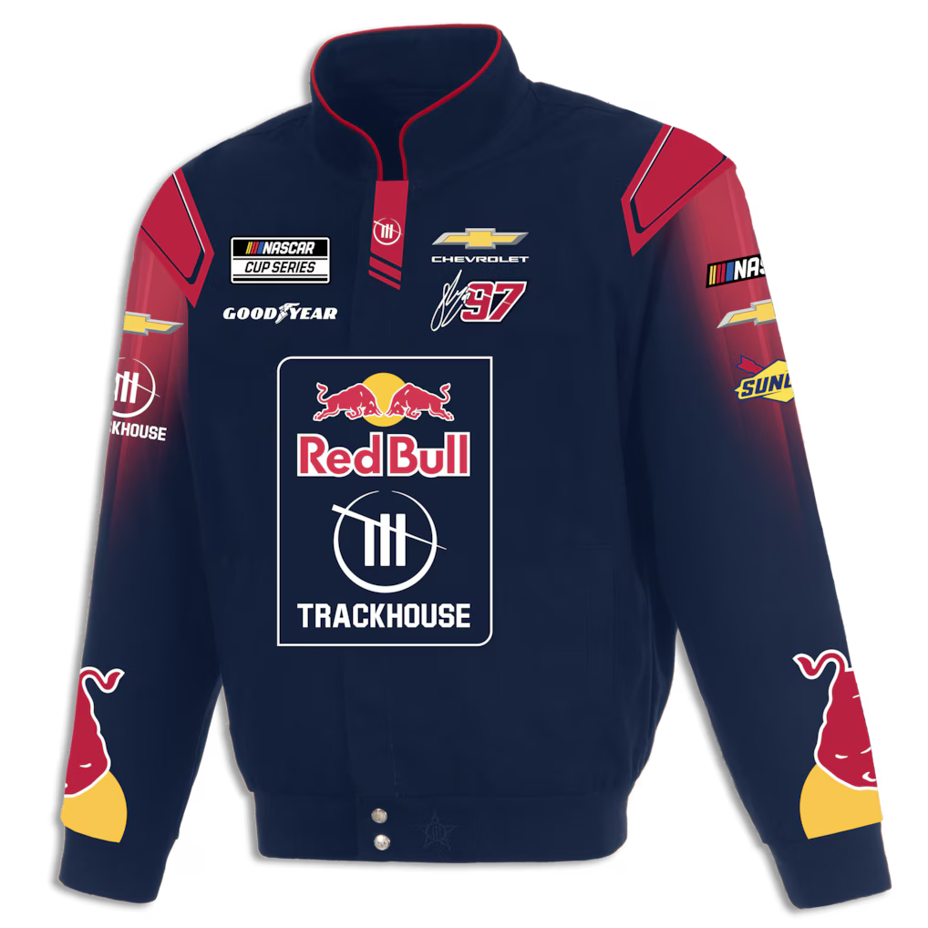 Men's Shane van Gisbergen Navy 2026 Trackhouse Red Bull Full-Snap Twill Racing Jacket