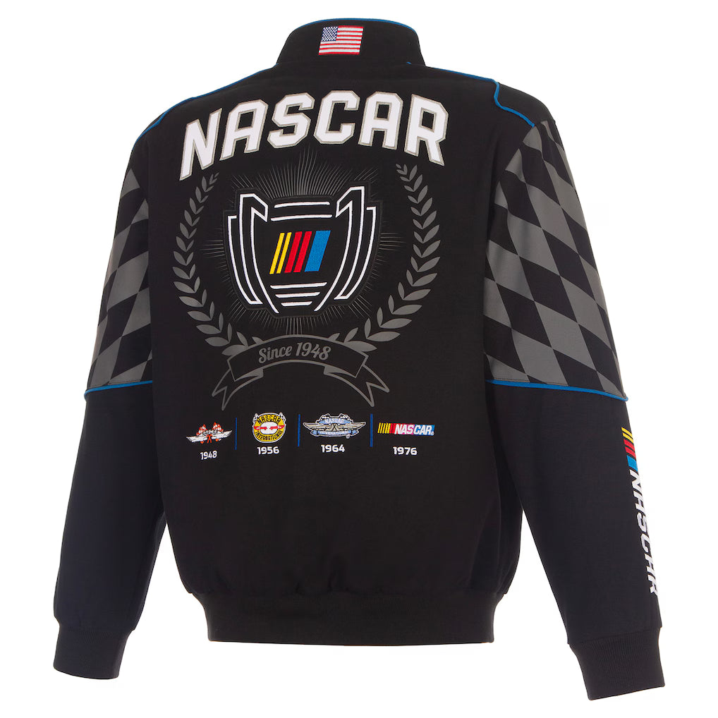 Men's NASCAR Design Black 2026 Full-Snap Twill Racing Jacket