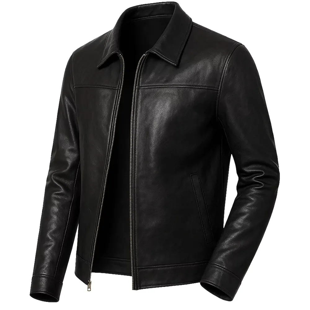 Mark Men's Black Harrington Lambskin Leather Jacket