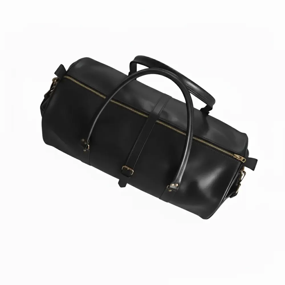Premium Black Leather Duffel Bag Travel & Weekender Bag