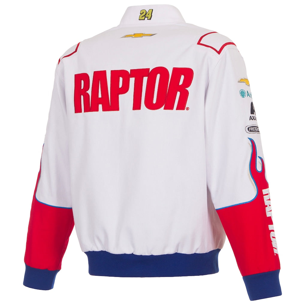 Men's William Byron White 2026 Raptor Full-Snap Twill Racing Jacket