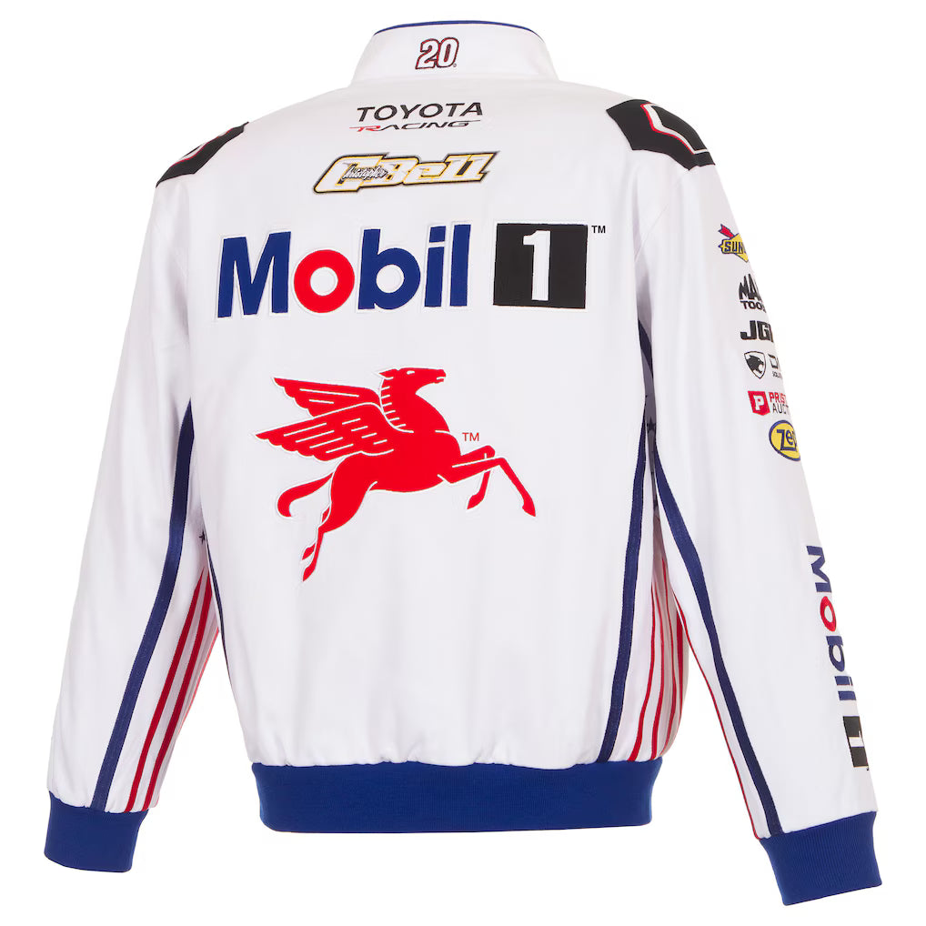 Men's Christopher Bell White 2026 Mobil 1 Full-Snap Twill Racing Jacket