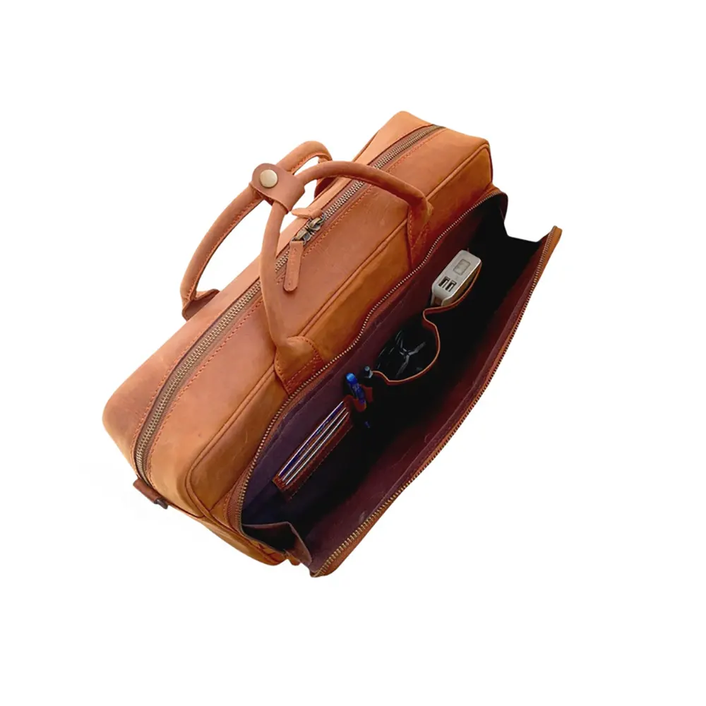 Light Brown Leather Laptop Bag Mustard Cowhide