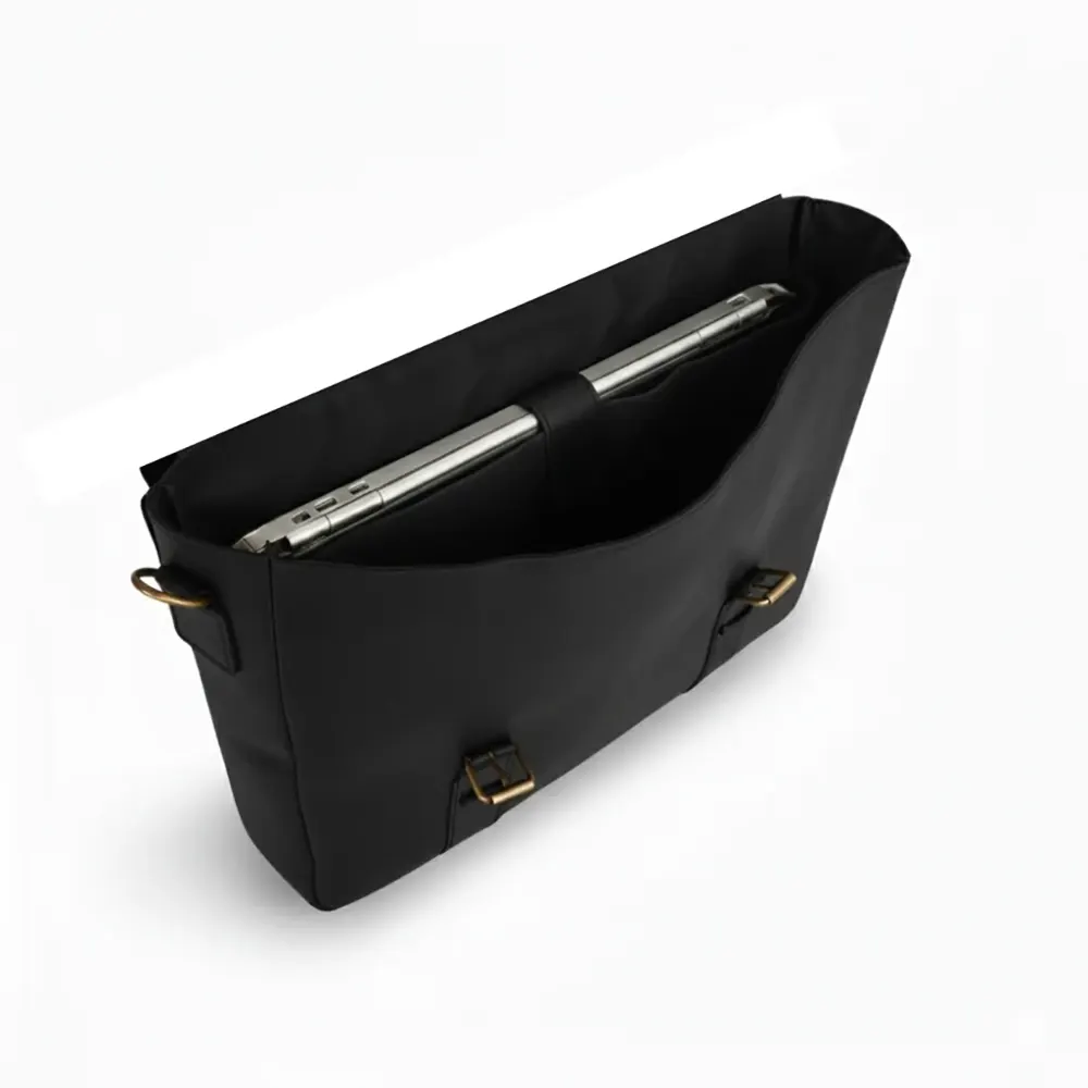 Black Leather Laptop Messenger Bag