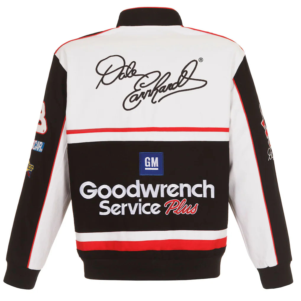Men's Dale Earnhardt White/Black Goodwrench Twill Uniform Full-Snap Jacket
