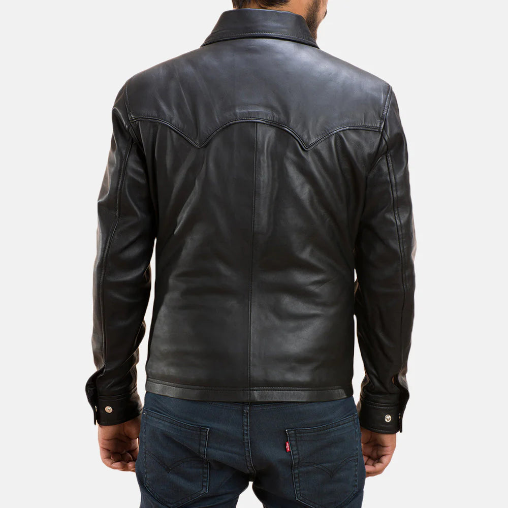 Ranchson Black Leather Shirt Jacket