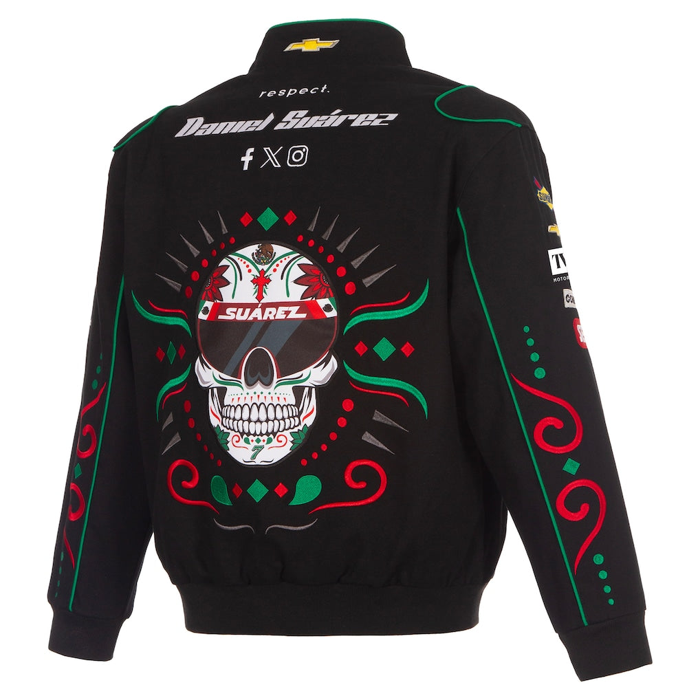 Men's Daniel Suarez Black 2026 Sugar Skull Full-Snap Twill Racing Jacket
