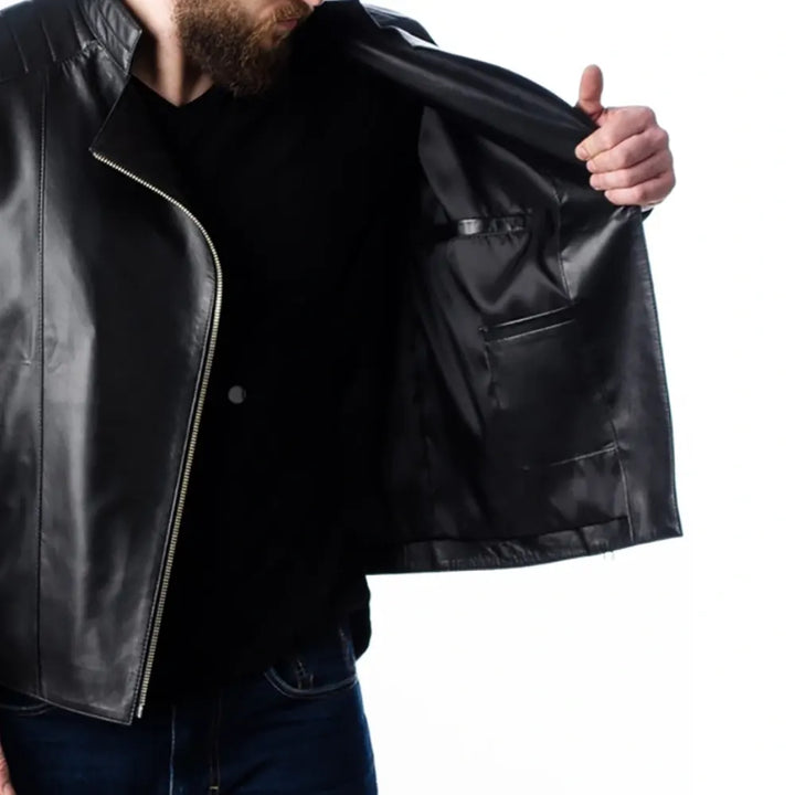 Men’s Quilted Motorcycle Leather Jacket