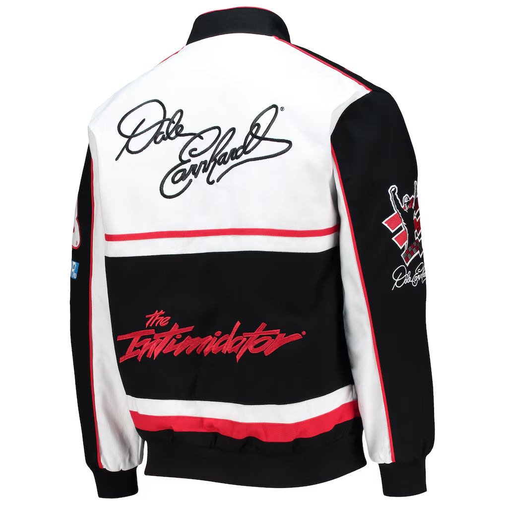 Men's Dale Earnhardt Black/White Twill Uniform Full-Snap Jacket