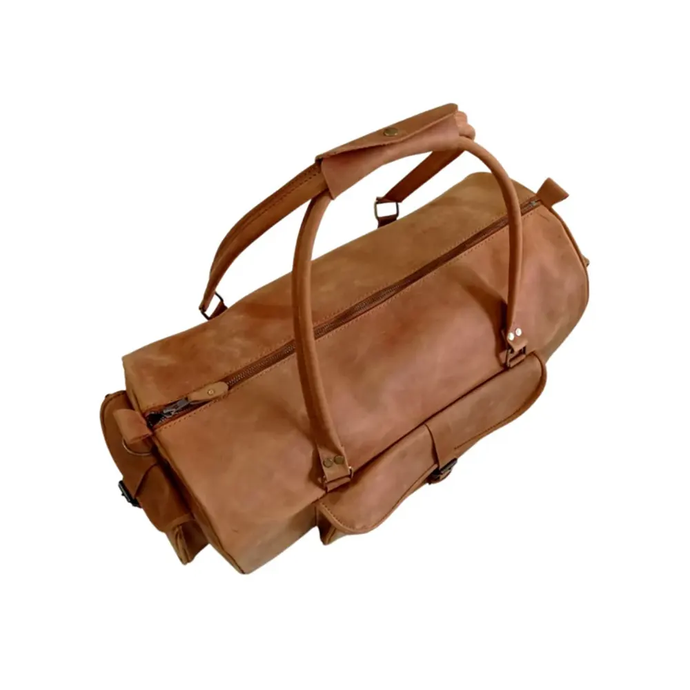 Shangrila Tan Leather Duffel Bag – Premium Men’s Travel & Gym Holdall