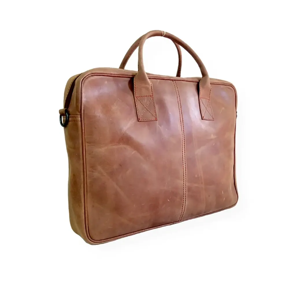 Tan Leather Laptop Bag for Men Handmade Messenger Bag